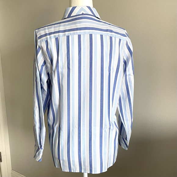 FOXCROFT Blue & White Striped Shirt, Button Down Top, Wrinkle Free, 8 Petite - Picture 3 of 15